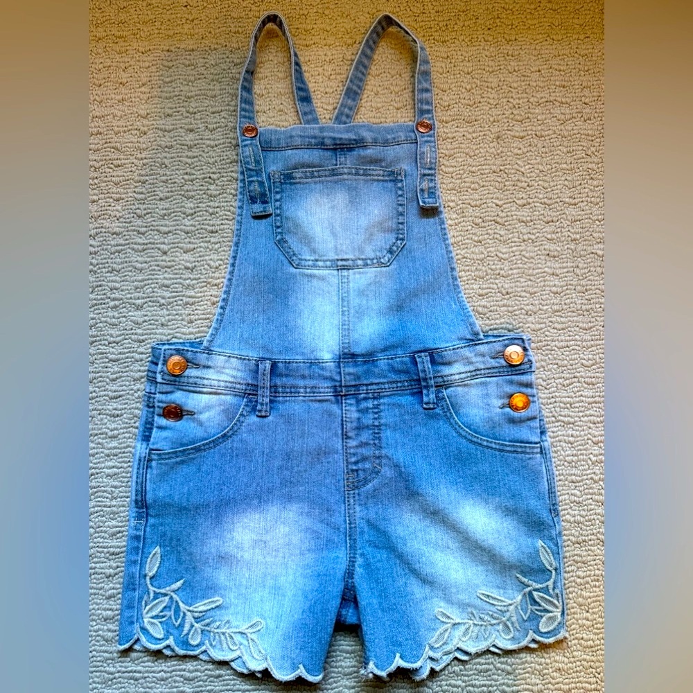 Cat & Jack Light Blue Denim Overalls with embroidery